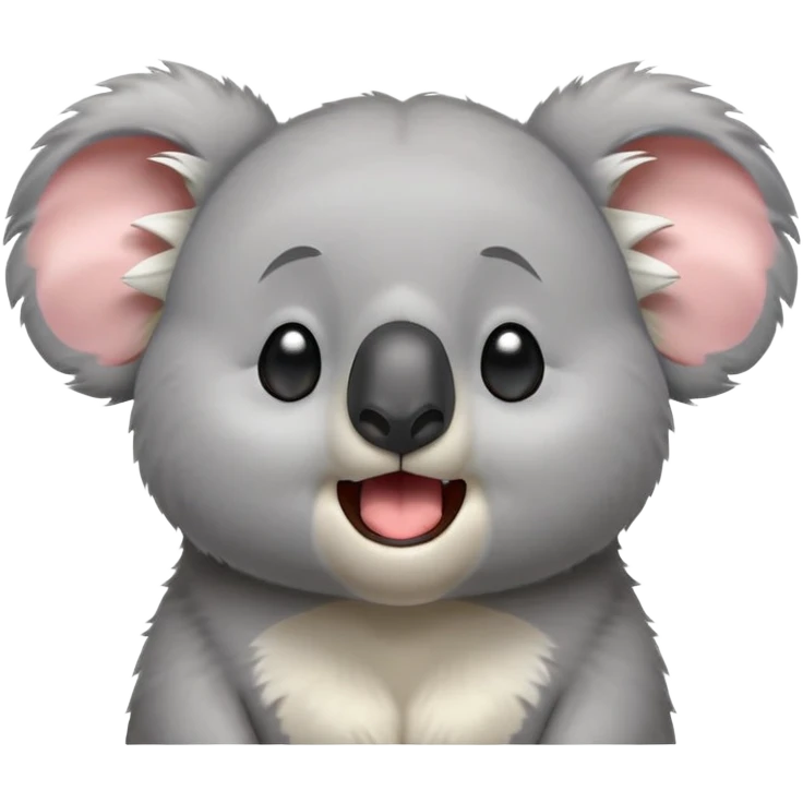 cinematic-cute-yawning-koala-portrait-emoji,-head-tilted-slightly-with-a-dramatic,-wide-open-yawn,-showcasing-a-soft,-downy-grey-fur-with-drooping-ears-and-round-eyes-barely-open-in-drowsy-contentment,-simplified-yet-irresistibly-adorable, realistic fluffy emoji