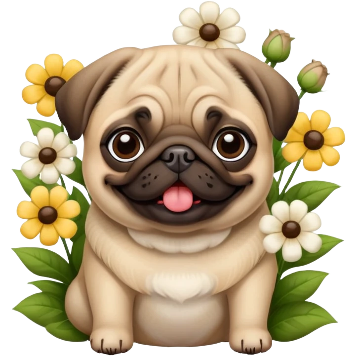 Pug with flowers  emoji