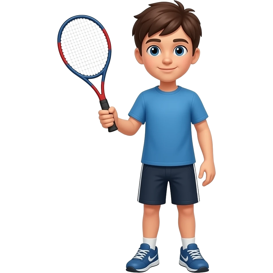 teen boy hold racket emoji