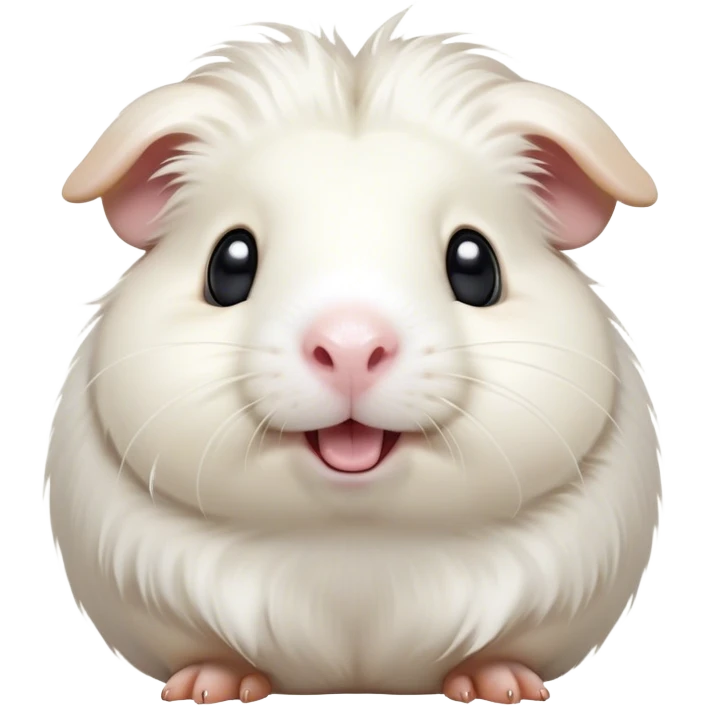 Cinematic Comical White Guinea Pig Portrait Emoji, Head tilted dramatically with an exaggeratedly amused expression, featuring a glossy, pristine white fur with an adorably scrunched face, wide, expressive dark eyes filled with playful disbelief, Simplified yet hilariously expressive features, highly detailed, glowing with a slightly sassy glow, high shine, dramatic yet playful, stylized with an air of cheeky mischief, bright and endearing, soft glowing outline, capturing the essence of a spirited and over-the-top guinea pig, so meme-worthy it feels like it could side-eye its way into internet fame instantly! emoji
