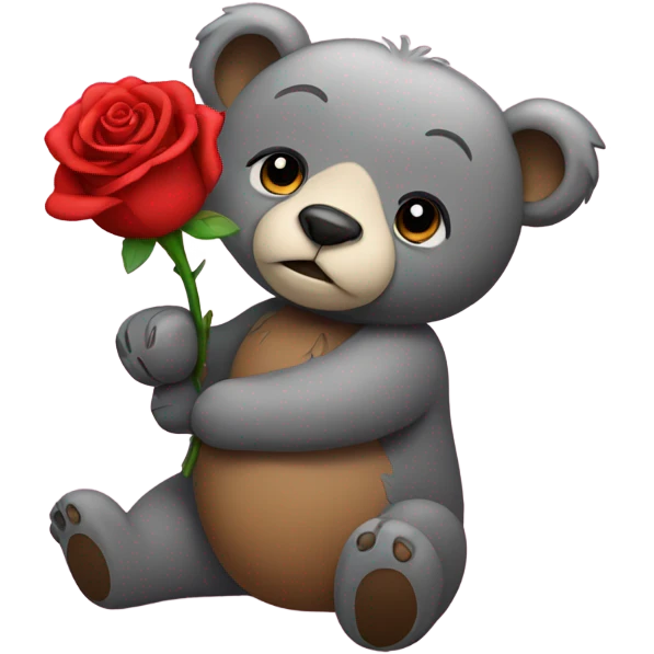Bear holding rose  emoji