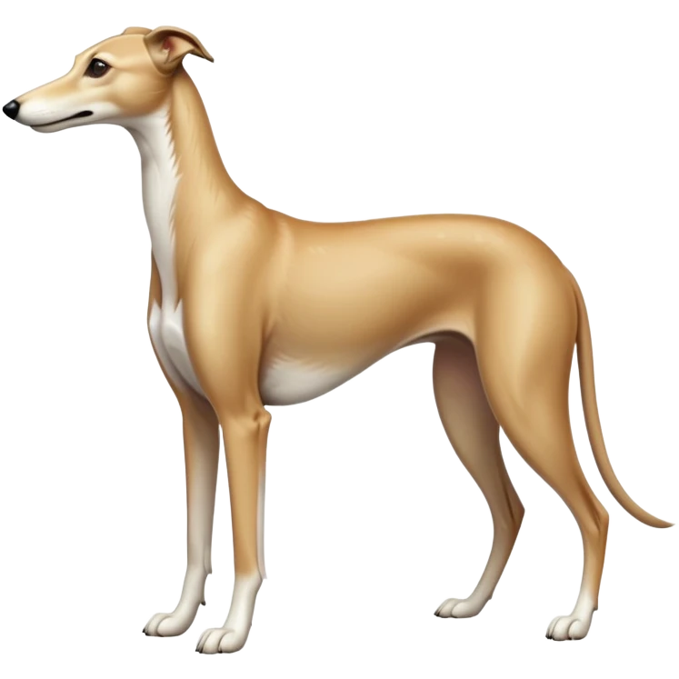 cinematic-[fawn greyhound]-realistic-full-body-standing-emoji,-tail-resting-loosely-beside-its-paws,-head-tilted-dramatically, -sleek-[light fawn]-fur,-simplified-yet-realistic-focused-features,-highly-detailed,-glowing-with-an-almost-sarcastic-glow emoji