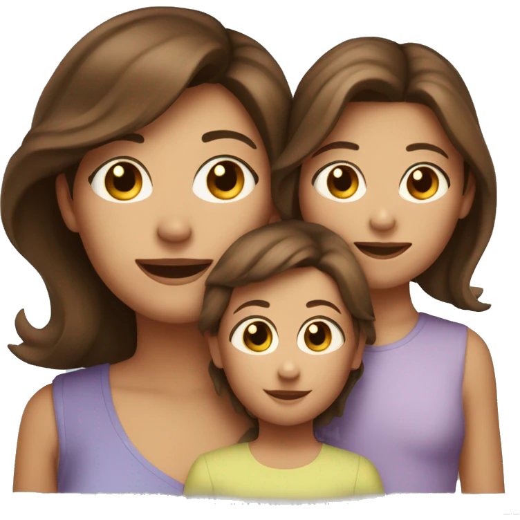 Brown hair mom with a five year old daughter and 1 year old son  emoji