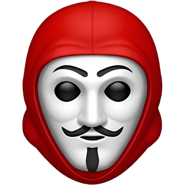 Emoji de la película La casa de papel máscara y la ropa rojo y la máscara color crema  realista  emoji
