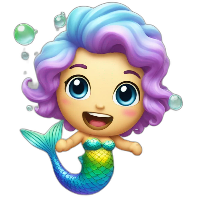 mermaid farting rainbow bubbles emoji