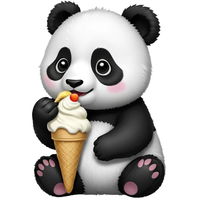 Panda eating ice cream emoji