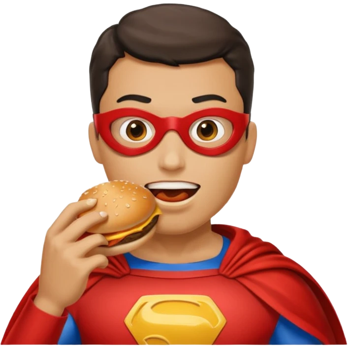 superhero eating hamburger emoji