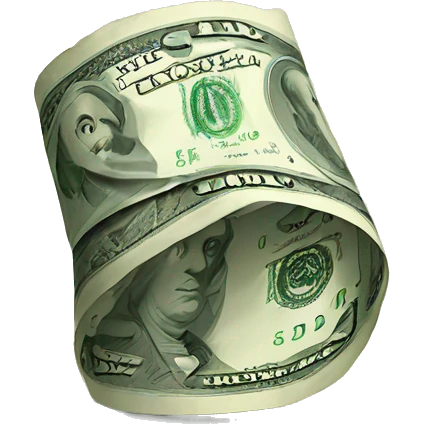 Rolled up dollar bill emoji