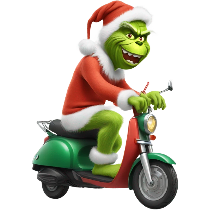 the grinch riding a scooter emoji