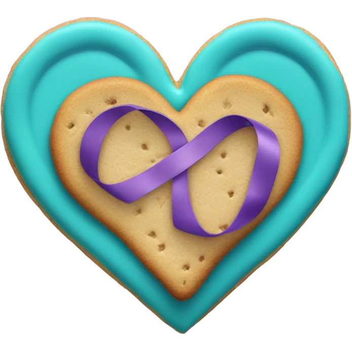 Purple and teal Suicide awareness ribbon on heart cookie emoji