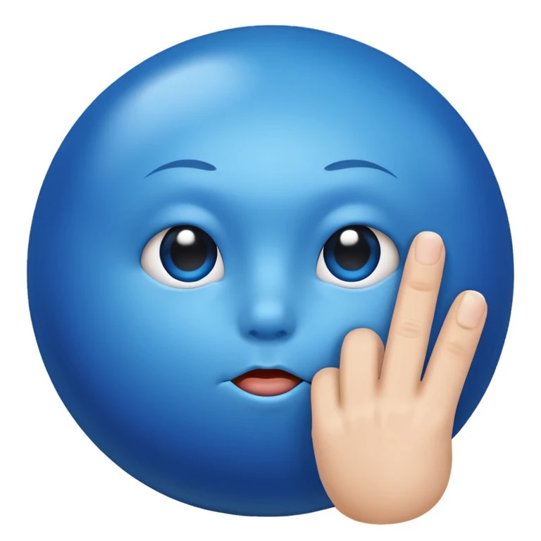 Blue ball emoji showing shut up finger on lips in attitude manners  emoji