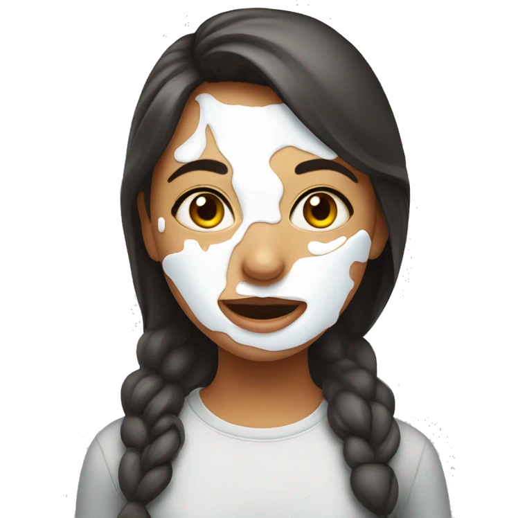 A girl with yogurt on her face emoji