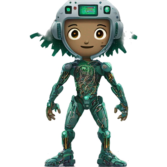 Deku cyborg with circuits and wires  emoji