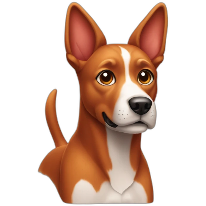 red dog with straight ears and white paws emoji