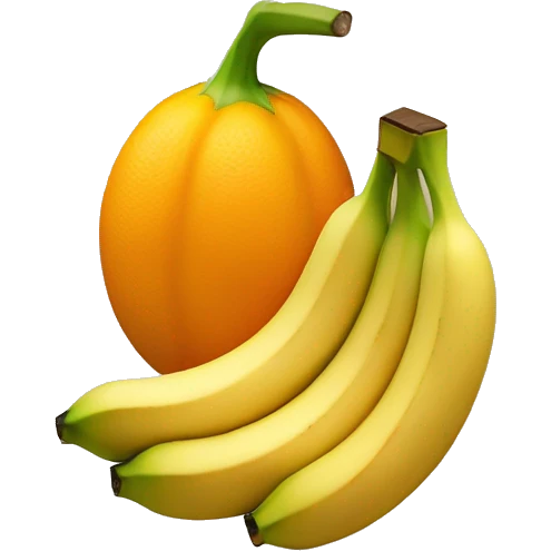 Banana upright and two oranges at the sides emoji