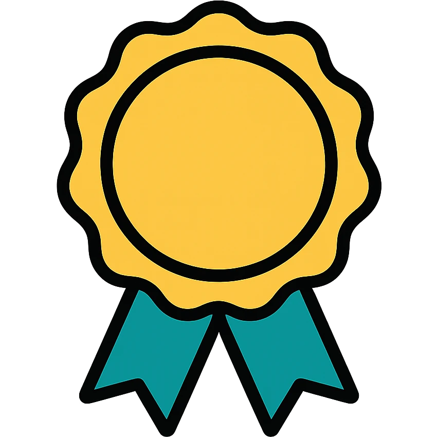 vector icon of a gold guarantee seal emblem with colorful accents, modern seal shape, elegant and minimalist flat design, isolated on white, award badge style, 2D flat vector, trending icon look, soft shadows, no text, commercial use emoji