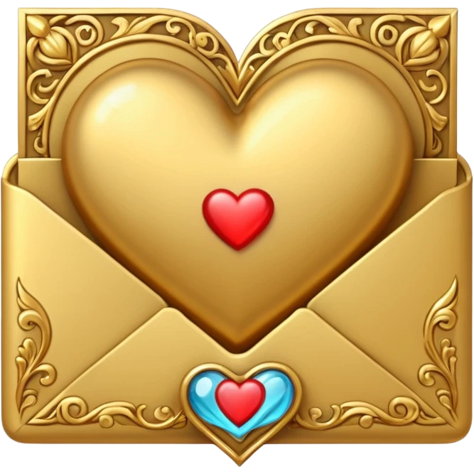 romantic letter with a heart of gold emoji