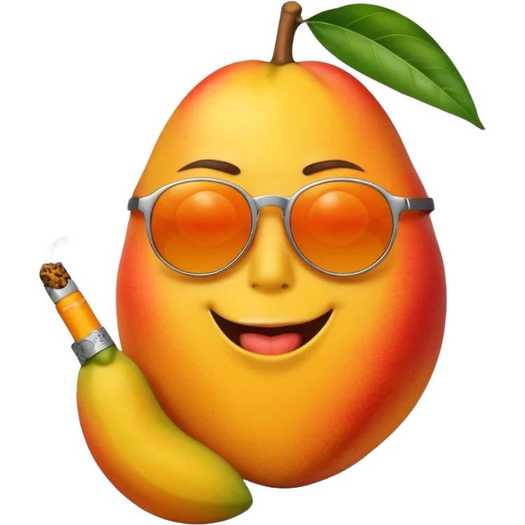 Mango smoking a joint with sunglasses emoji