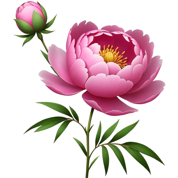 single Peony, straight stem emoji