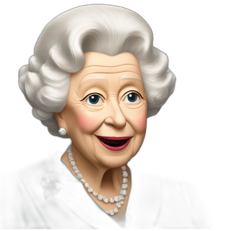 Queen Elizabeth II eating chips and gravy with Russell grant emoji