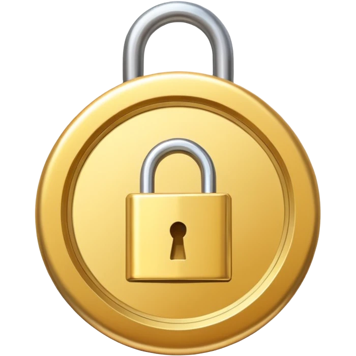 a gold medal with ONLY ONE lock engraved on it emoji