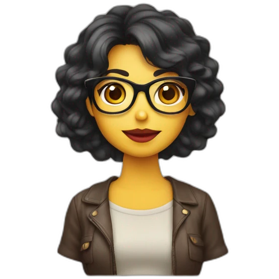 Mujer morena coletas gafas emoji
