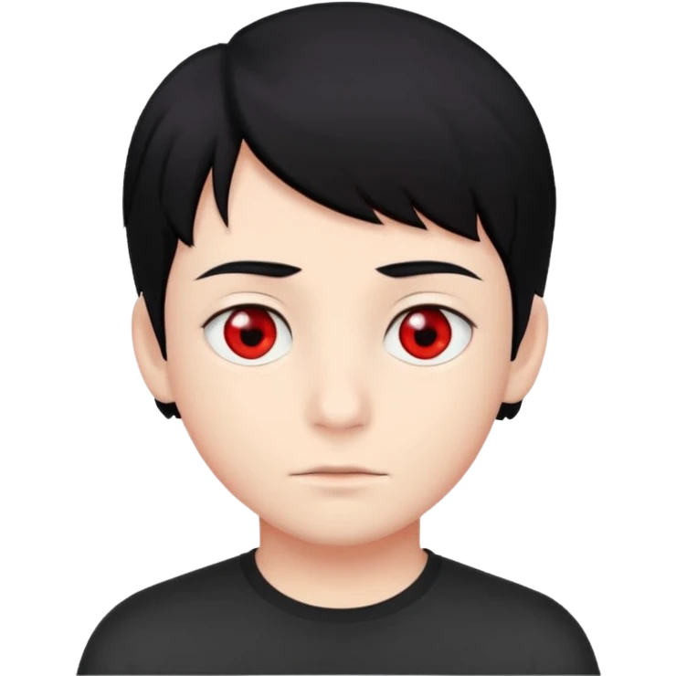 Black hair with red eye boy emoji