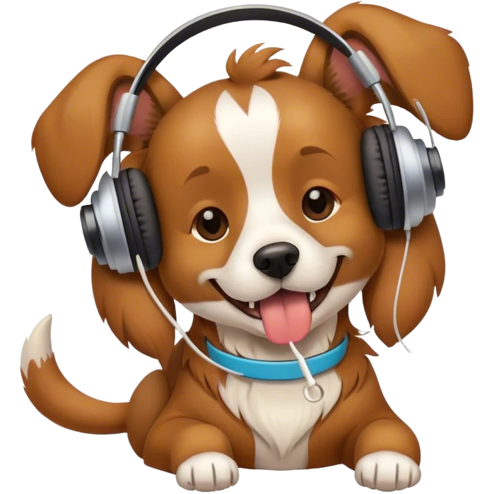  A dog eating a bone while listening to music  emoji