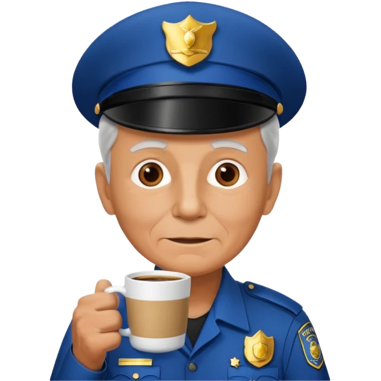 polition officer elderly with coffee emoji