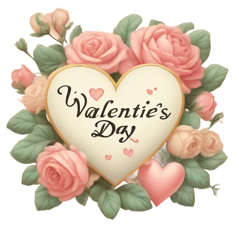 vintage valentine’s day card emoji