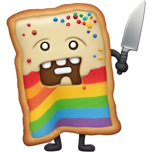 Rainbow evil poptart with a knife emoji