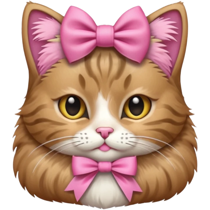 Tabby cat with a pink bow emoji