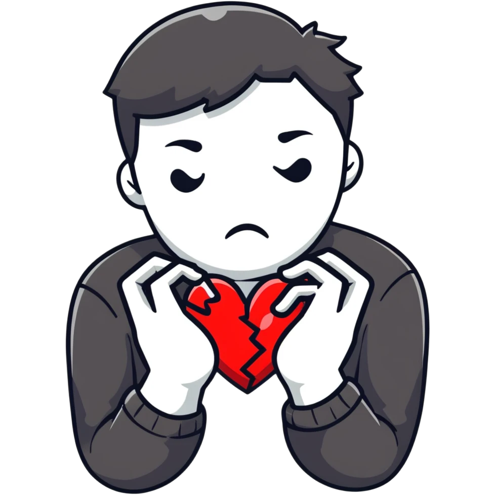 person making broken heart hands emoji