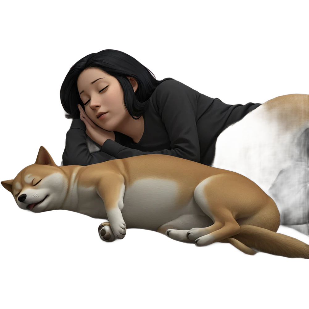 sleeping girl with shiba inu emoji