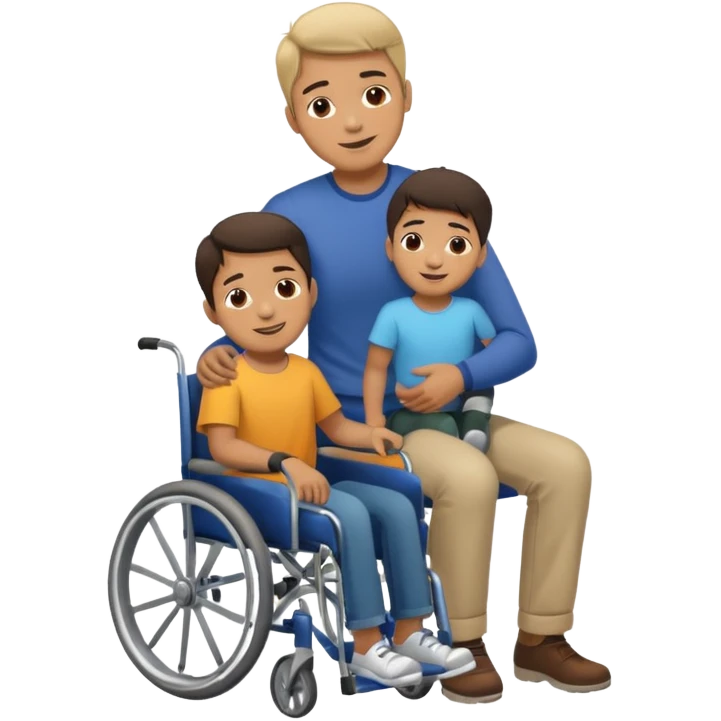 A man pushing a disabled kid down the stairs emoji