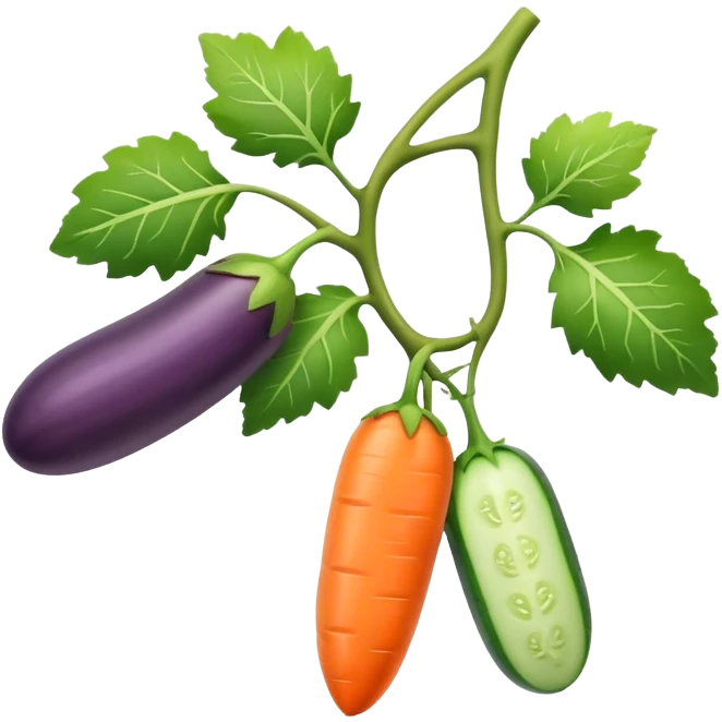 eggplant cucumber carrot on a branch emoji