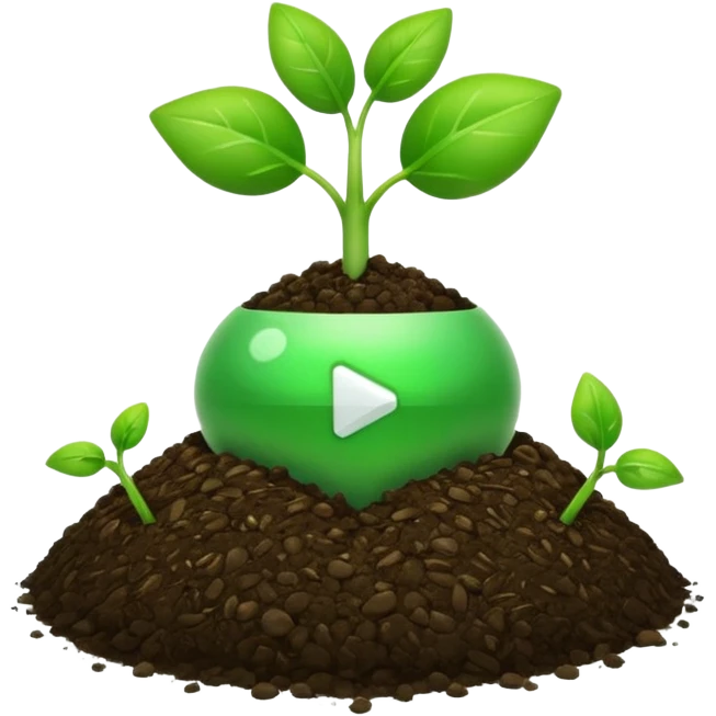 YouTube play icon growing from a small sprout emoji