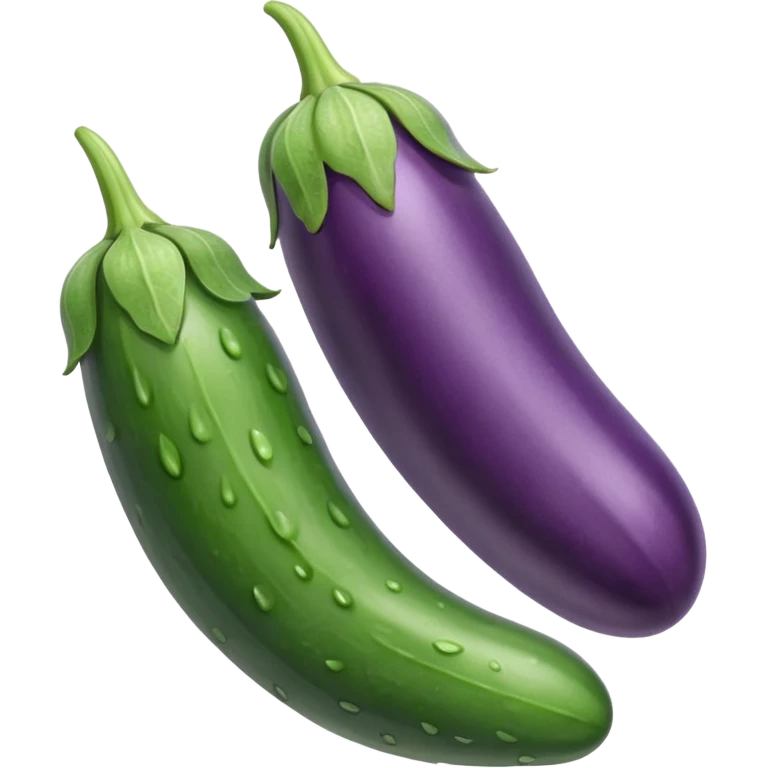 Detailed dripping wet long cucumber shaped eggplant with two small round eggplants attached underneath  emoji