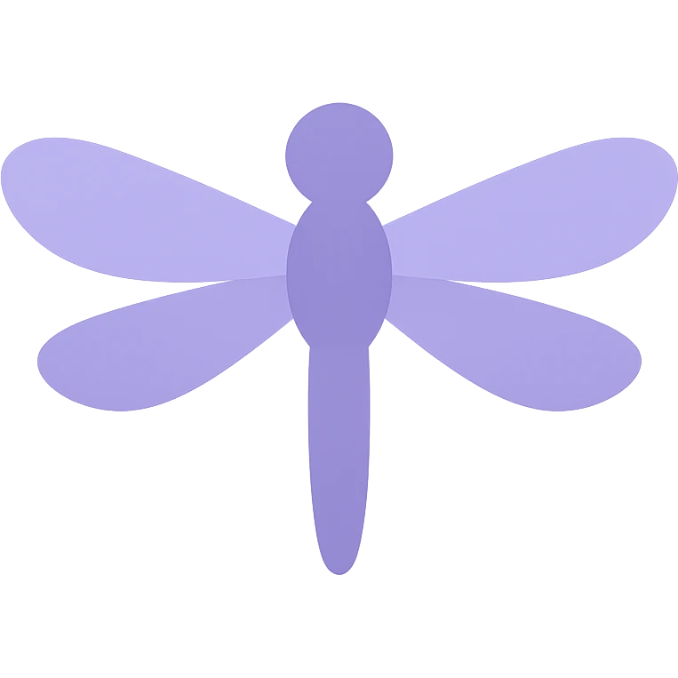 a dragonfly in violet color, minimal and flat emoji