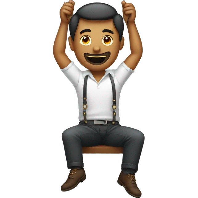 Man that is hanging on a neck swing emoji