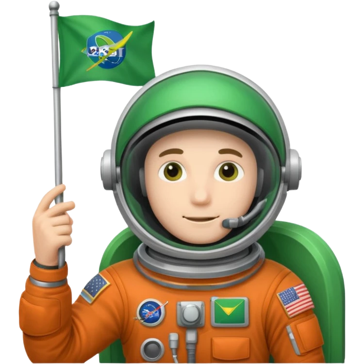 male astronaut with green flag in hand emoji