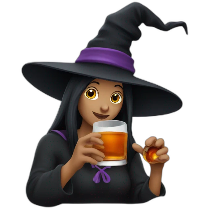 witch drinking hennessy emoji