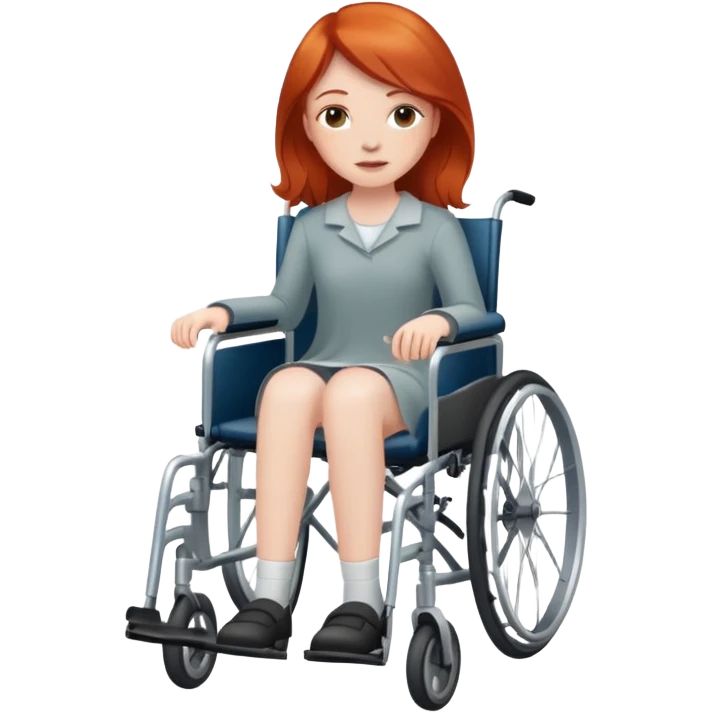 Redhead girl, on wheelchair, with both her legs amputated at knee  emoji