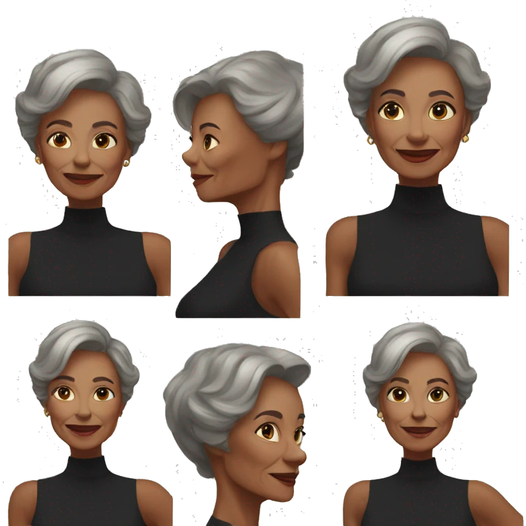 demure black dress full length selfie of older woman emoji