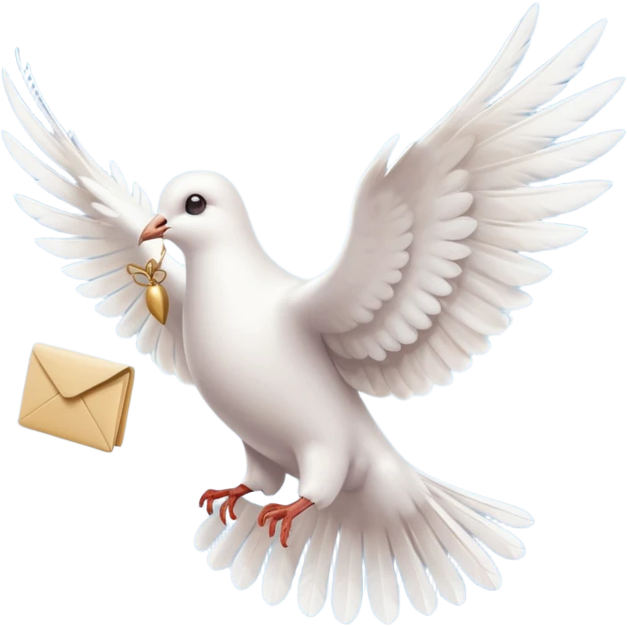 a dove flies with a letter emoji
