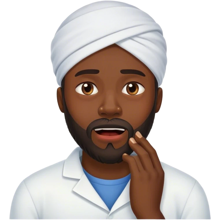 Black bald man with beard toothache emoji