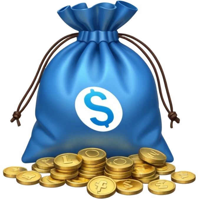 bag of blue coins emoji