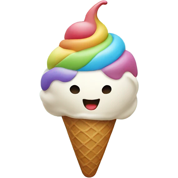 Ice cream with a happy face emoji