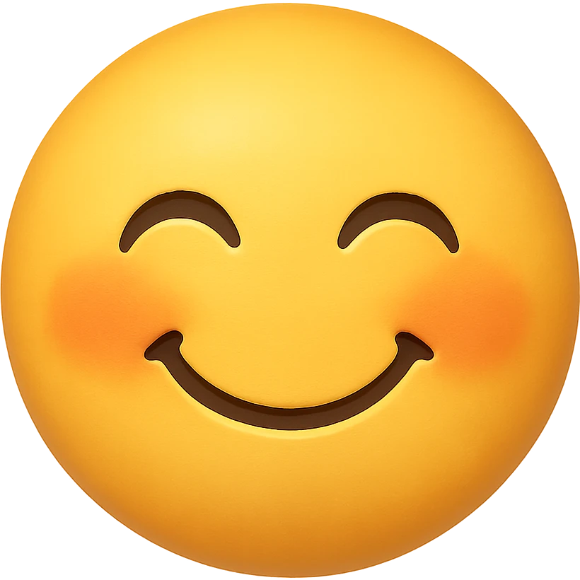 cute emoji, smiling with closed eyes, chubby cheeks emoji
