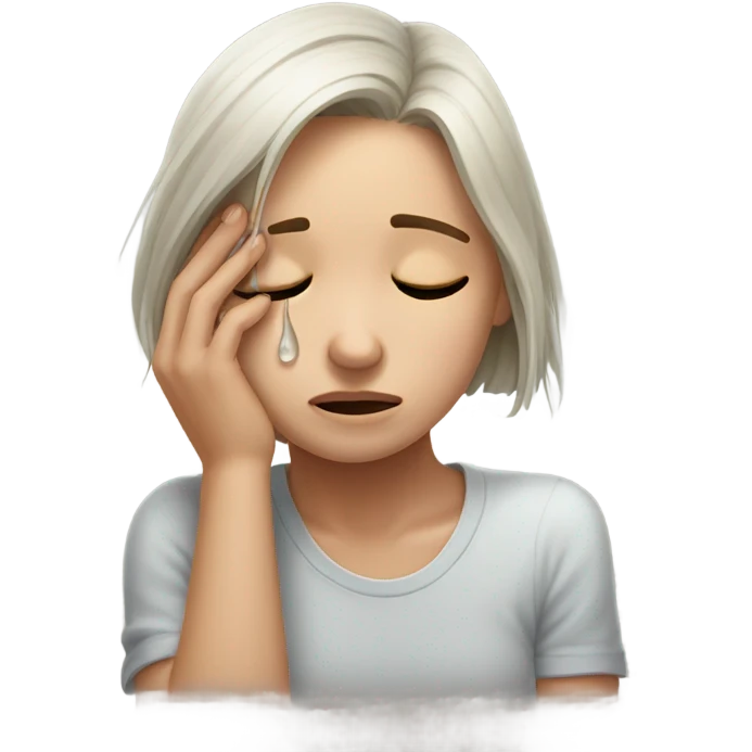 close-up portrait of crying girl head laying on arm  emoji